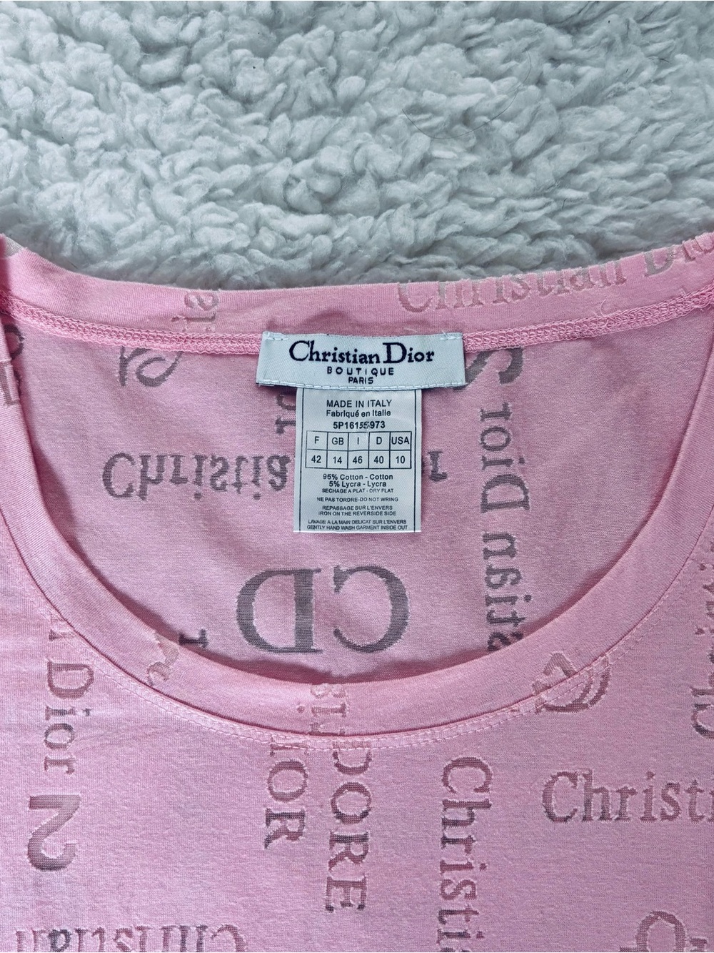 Christian Dior Pink Logo Silhouette Vintage Tee Sz EU42 US S-M - Picture 7 of 16
